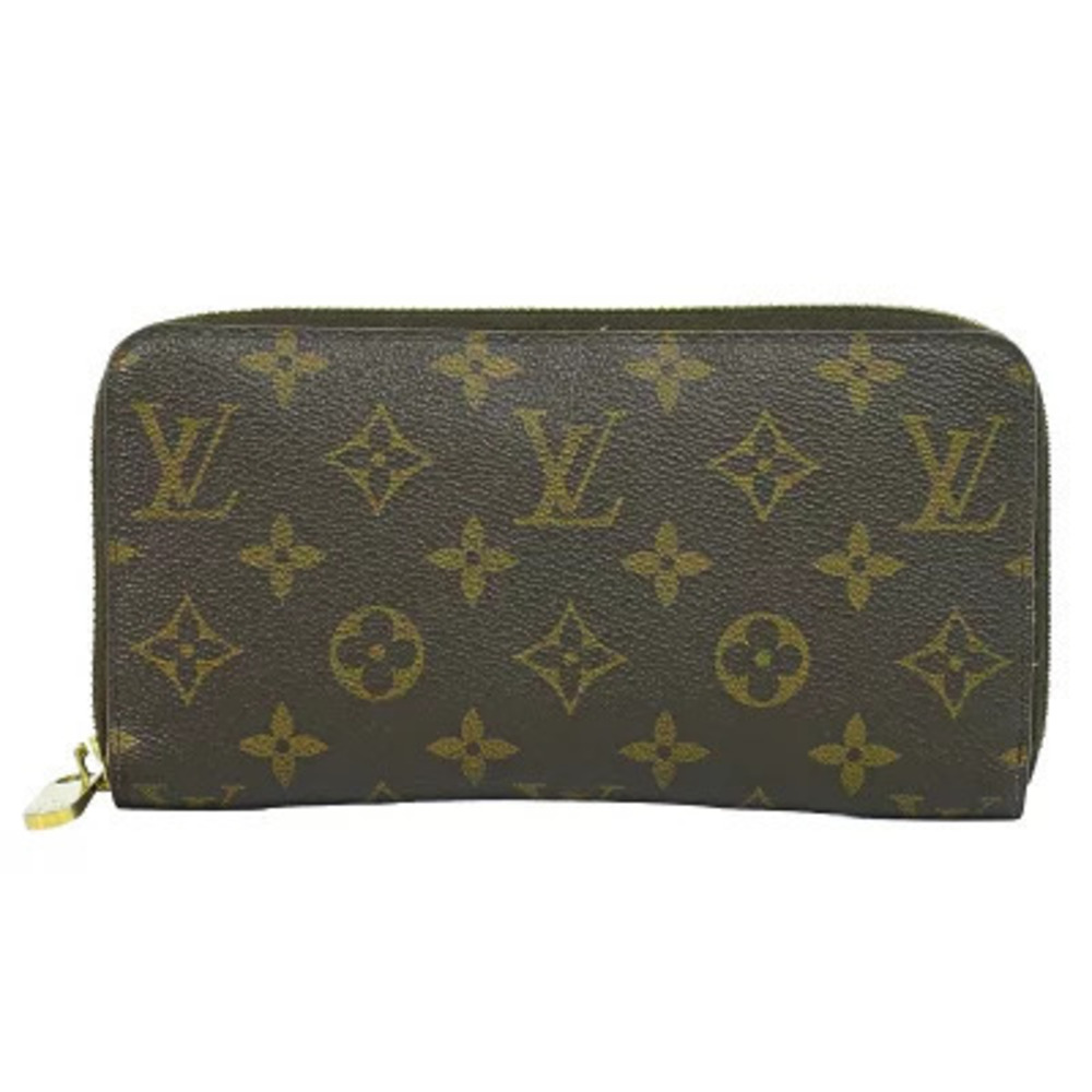 Louis Vuitton LV Zippy Wallet Monogram Round Zipper Long Canvas Leather Brown